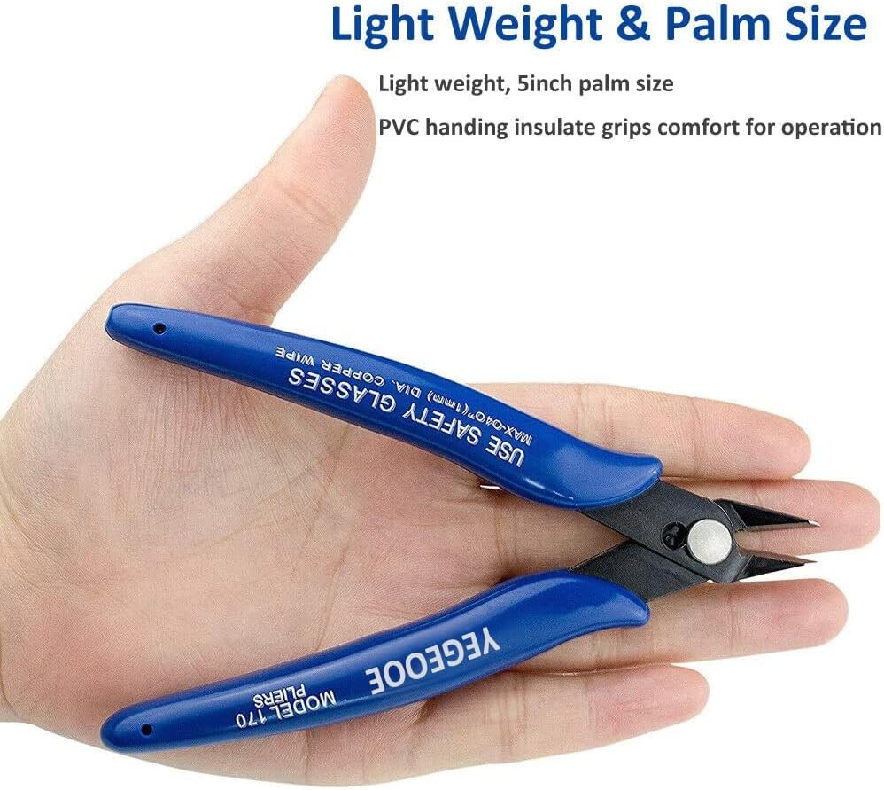 YEGEOOE Wire Cutters, 5Pack 170 Micro Precision Flush 5inch, Chrome