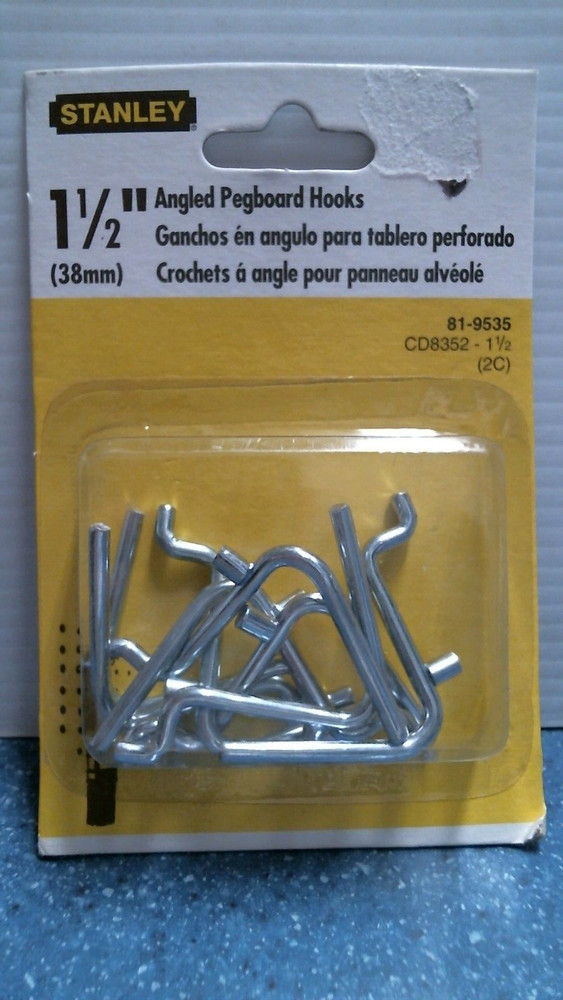 Stanley 1-1/2" Angled Pegboard Hooks  (81-9535)  FS