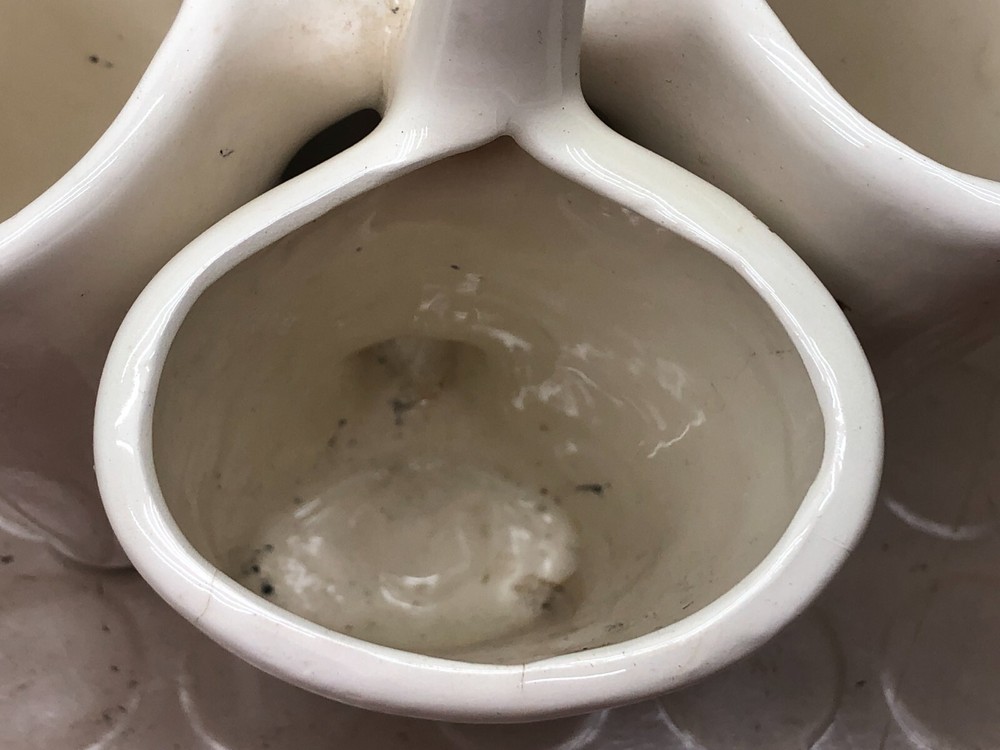 Vintage Ceramic Basket Planter/Vase 4 Sections w/ Flowers