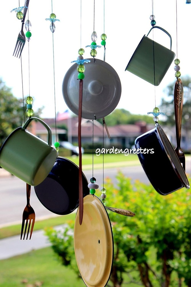 Windchimes Mobile Enamel Plate Spoon Fork Hanging Cup Decoration Windchimes