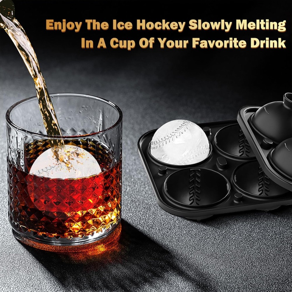2 Pack Baseball Ice Cube Mold 2.1 Inch Large Silicone Baseball, As shown
