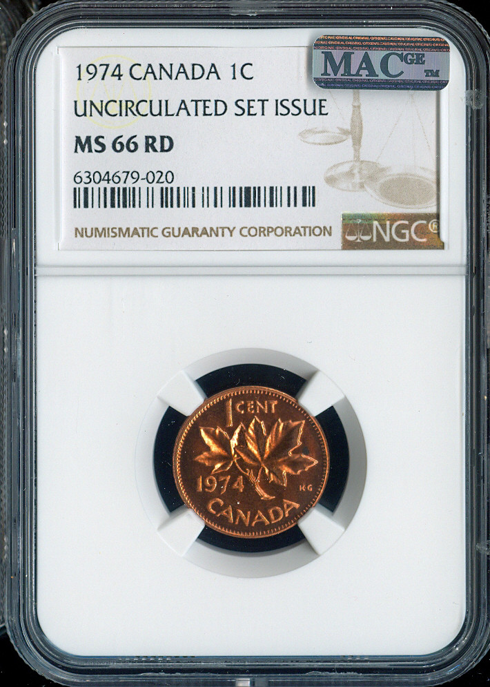 1974 Canada Small Cent NGC MS66 RD MAC - Quality