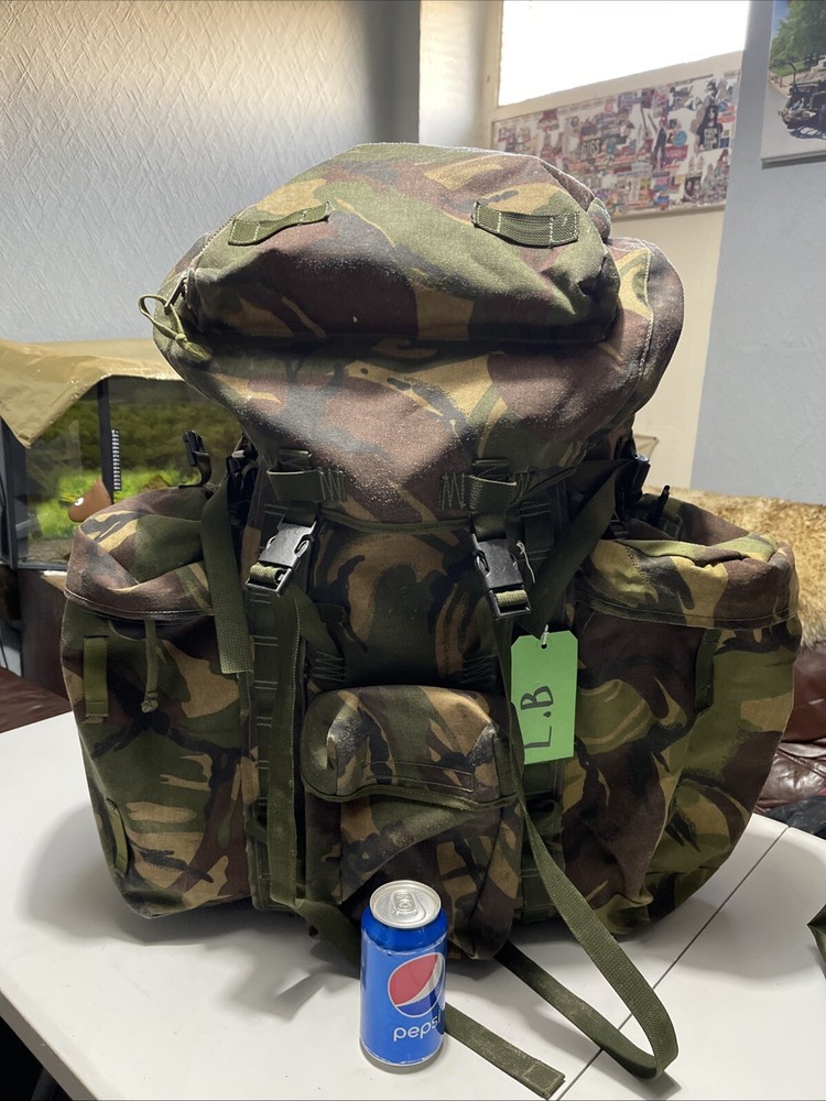 British Army Issue Rucksack + Frame Long Convoluted Back DPM + Side Pouches