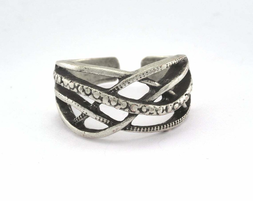 Adjustable Ring Antique Silver Plated brass 18mm 8US inner size Adjustable 3367