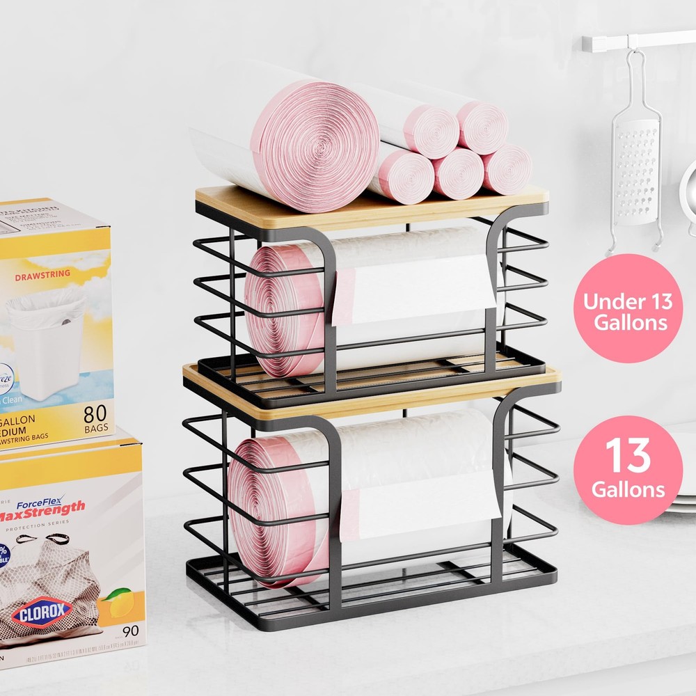 2 Pack Stackable Storage for Kitchen Laundry Pantry Organizers,Trash Bag Hold...