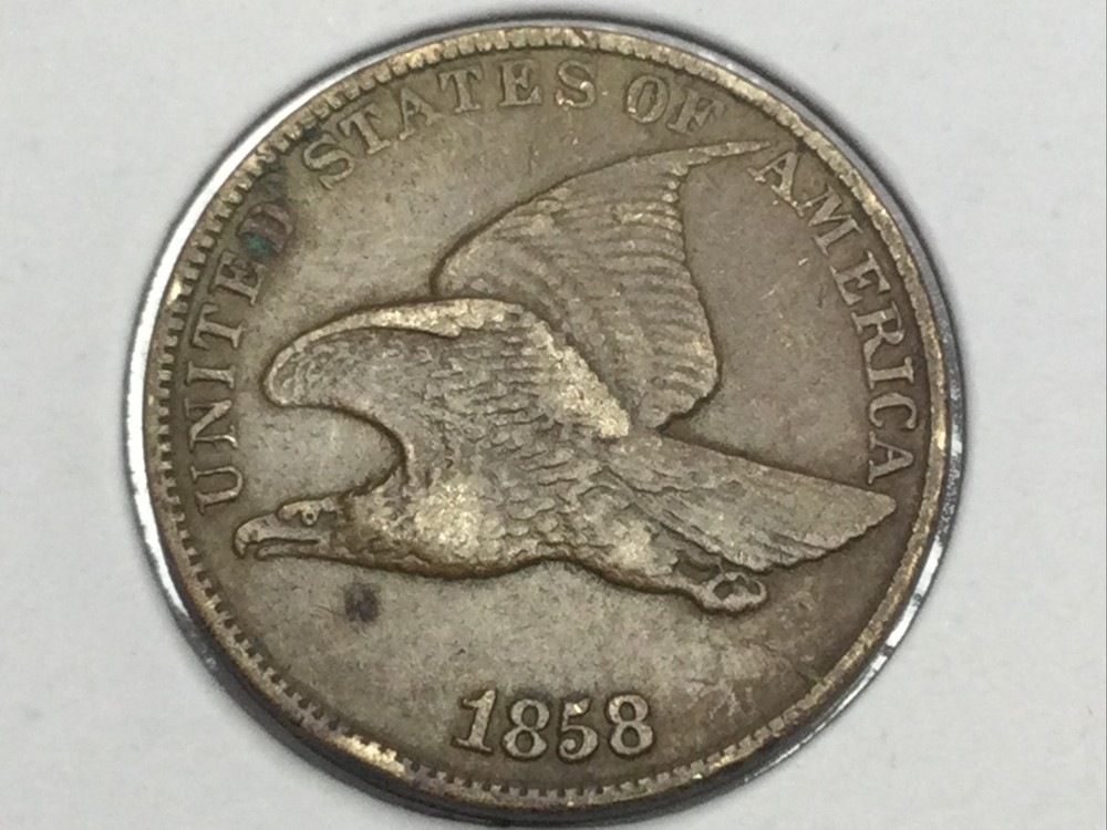 1858 small letters Flying Eagle Cent in extra fine