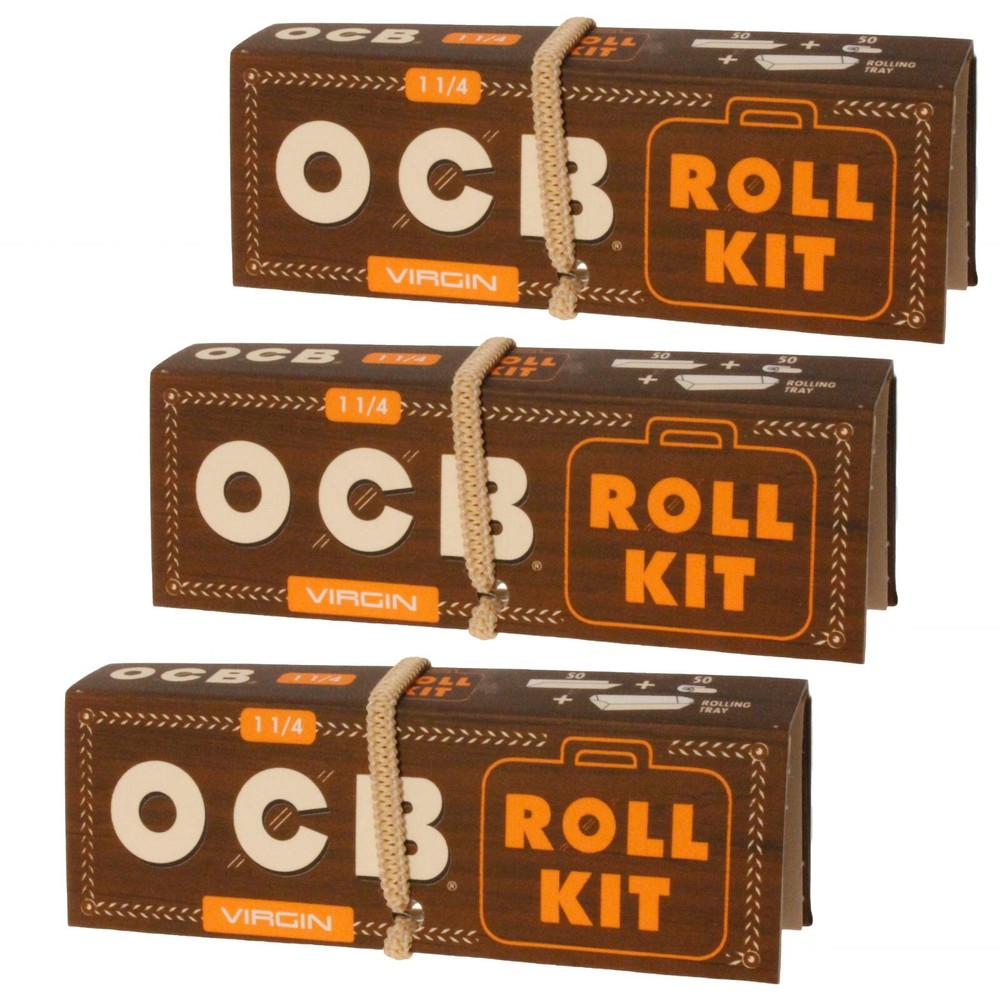 😎OCB UNBLEACHED ROLLING PAPERS + TIPS + TRAY✨1 ¼ SIZE✨20 ROLL KITS