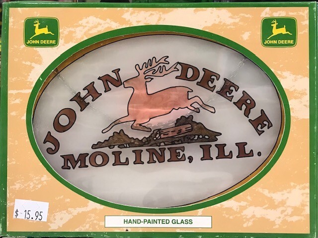 John Deere Hand Painted Glass