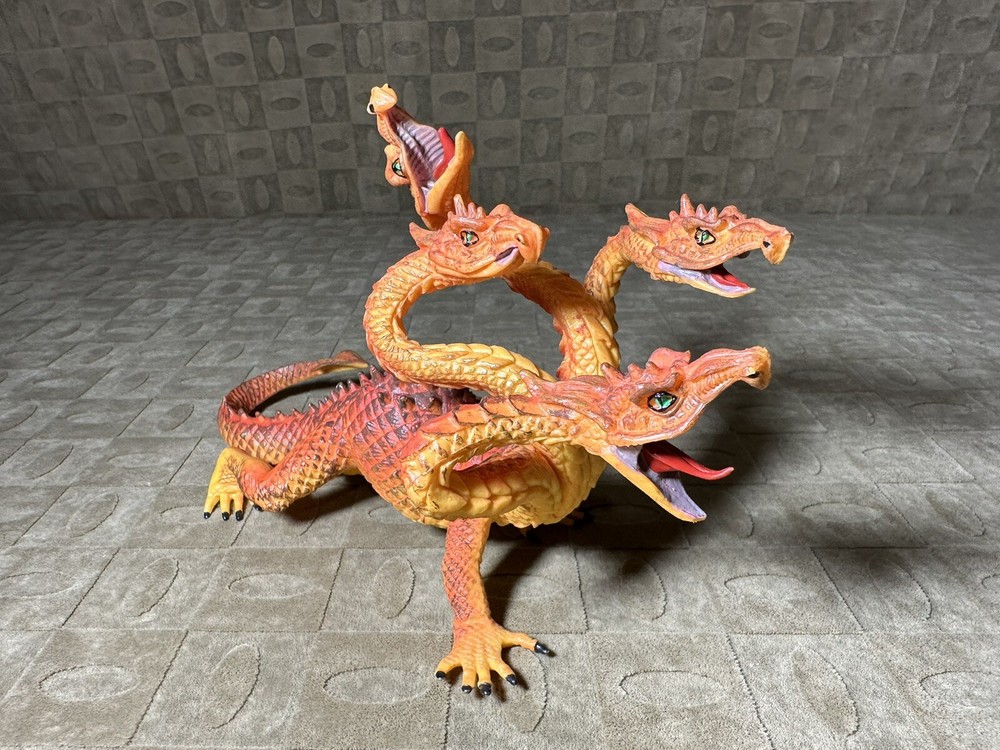 4-Headed Orange Hydra (Dragon) Figure Hard Plastic