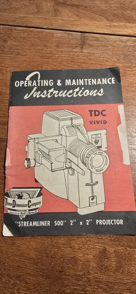 Vintage Manual For Streamliner 500 Projector