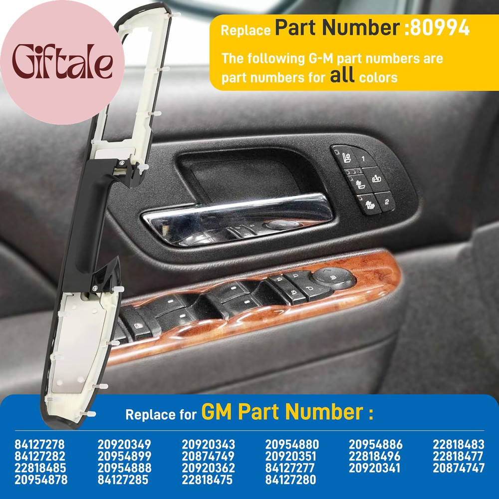 80994 Front Left Driver Side Armrest,Door Panel Handle Compatible with 2010-2014