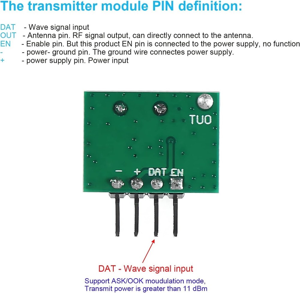 DIY 5pcs 433MHz Wireless RF Transmitter and Receiver Kit - Compact Metal Design
