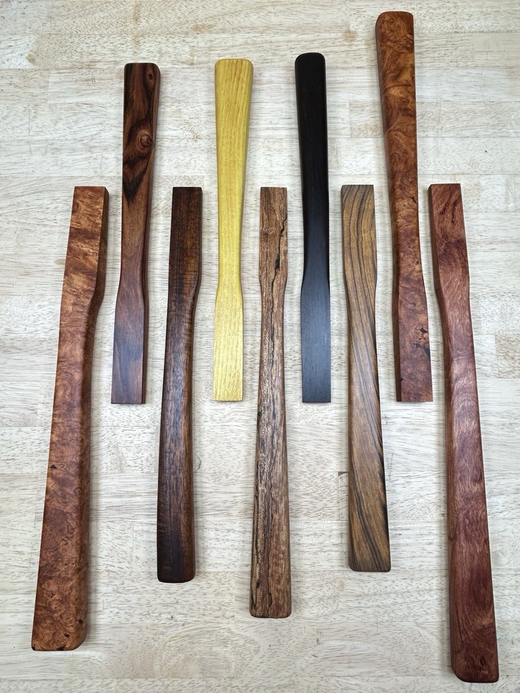 Japanese Hammer (Genno) Curly Mango Curved Handle. Handmade.