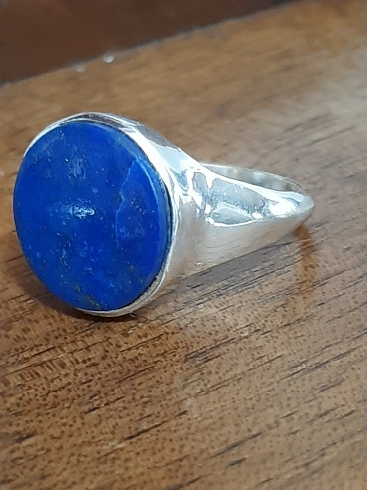 925 SILVER RING MEN SOLITAIRE SEAL lapis lazulo lapis lazulo