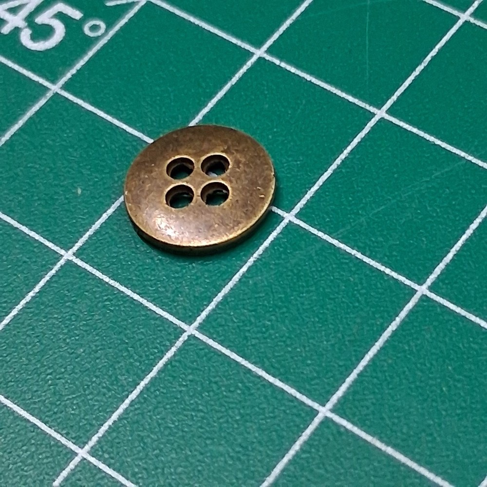 Vintage Round 4-Hole Brass Bordered Metal Accent Button