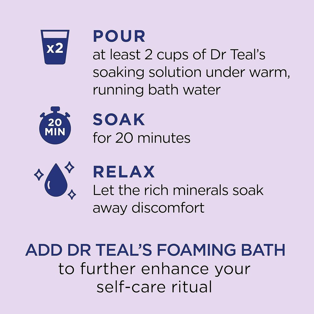 3 Lbs Dr Teal's Epsom Salt Soaking Solution, Soothe & Sleep, Lavender
