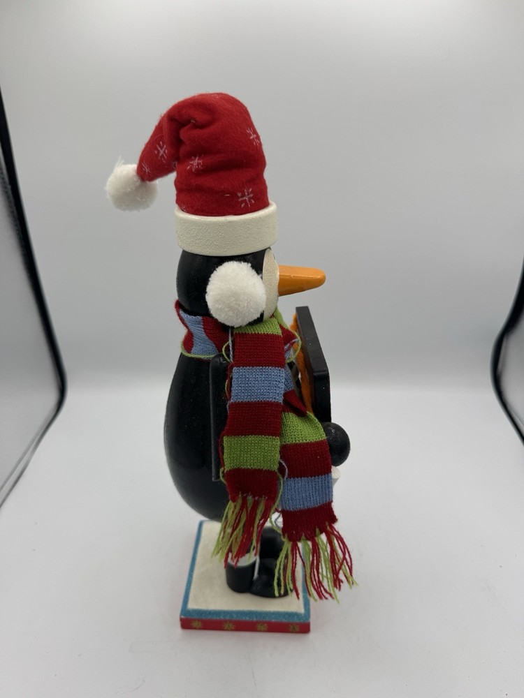 Wood Penguin Countdown Christmas Nutcracker With Chalk EUC