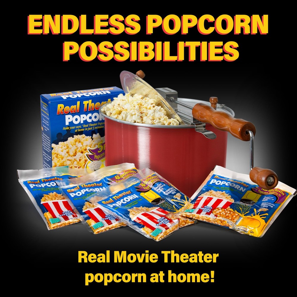 Original Whirley Pop Popcorn Maker - 6 Quart Culinary Popcorn Popper With One...
