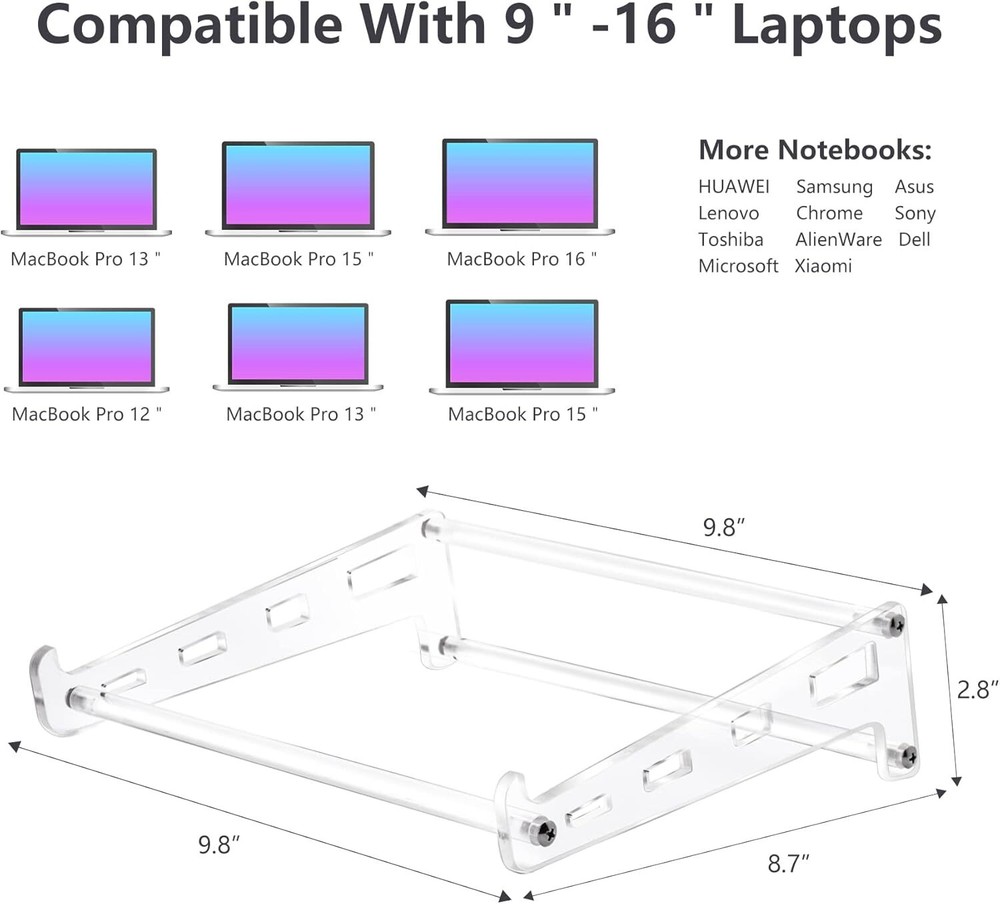 Acrylic Laptop Stand for Desk, Clear Ventilated Computer Holder