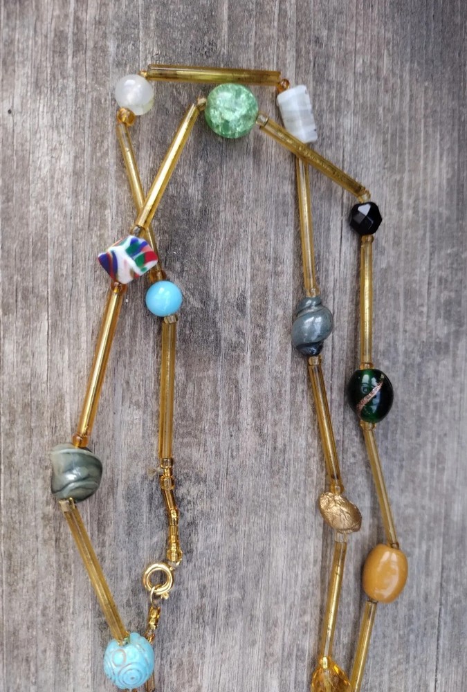 Vintage long glass necklace