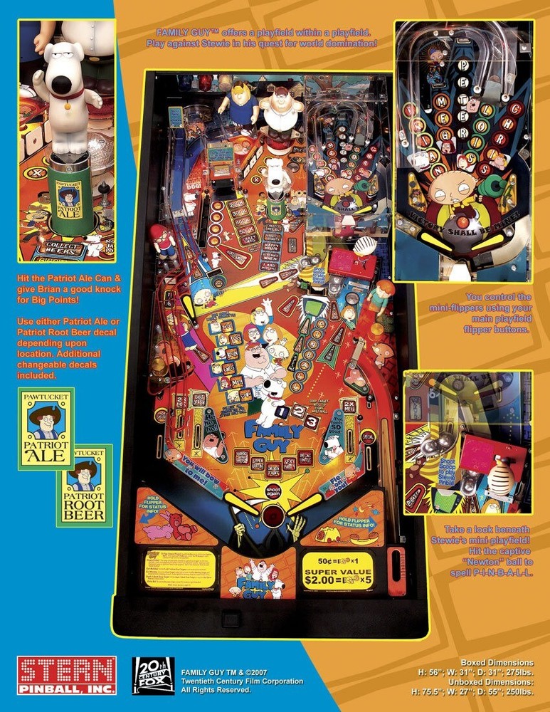 Family Guy Pinball Machine Flyer Original