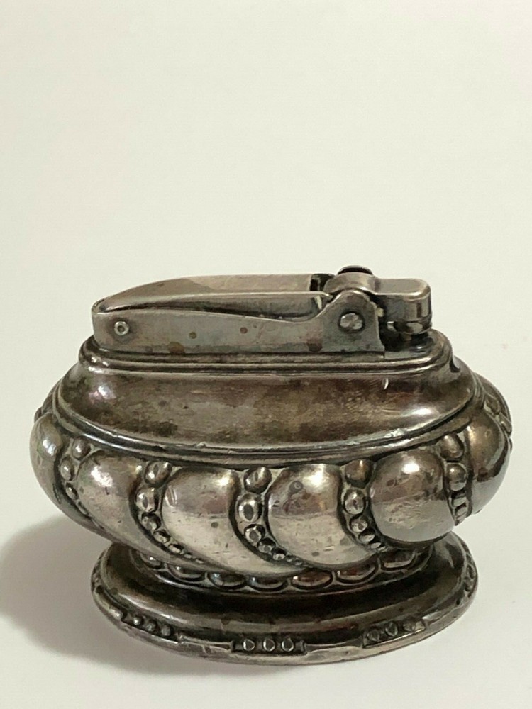Vintage Ronson Cigarette Cigar Table Lighter Crown Silverplated Patina Untested