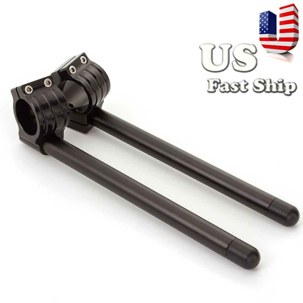 US Ship Universal Regular 50mm Clip Ons clipon Fork Handle Bars Handlebar Black