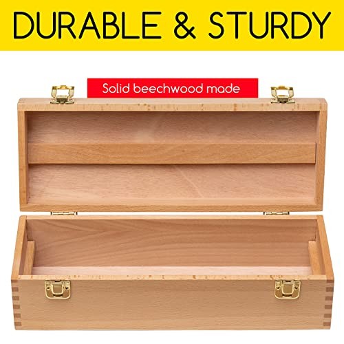 Medium Art Supply Storage Box - Multi-Function Solid Beech Wooden Small