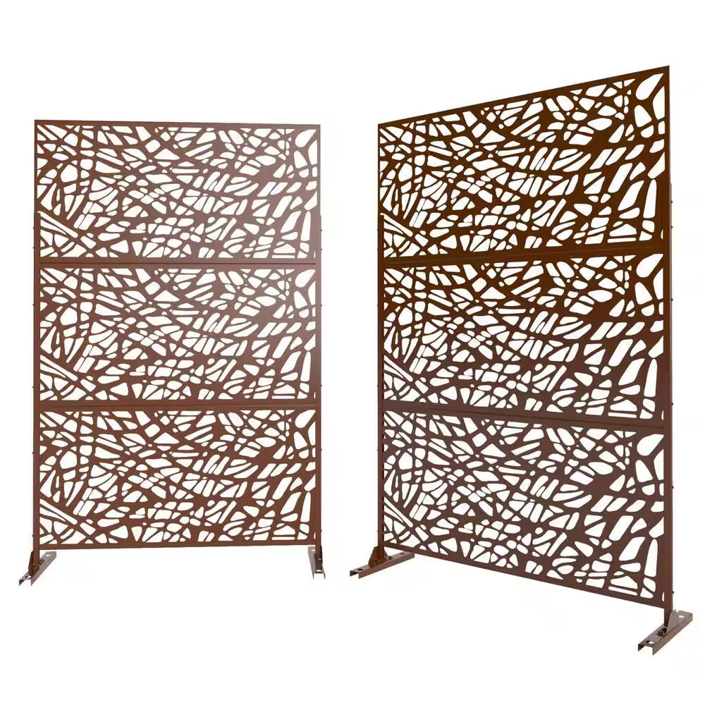 3-Panel Rust-Colored Weather Resistant Panel Screen
