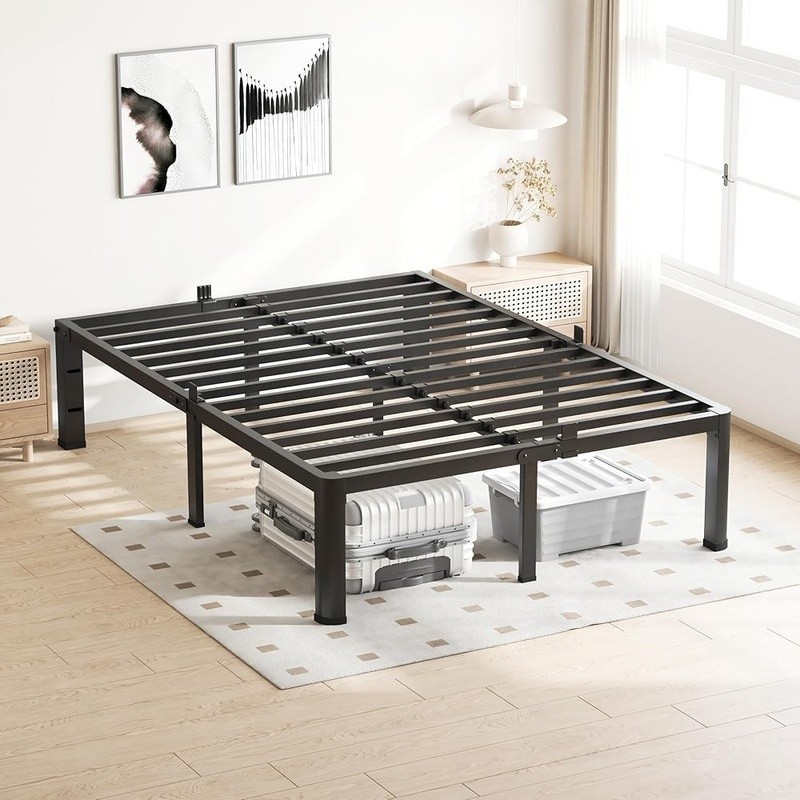 Durable Metal Bed Frame Sturdy Platform W/ Noise-Free Design Under Bed Storage