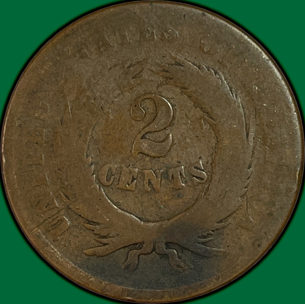 1864 Two Cent Piece Good G Coin, Scratch #38347