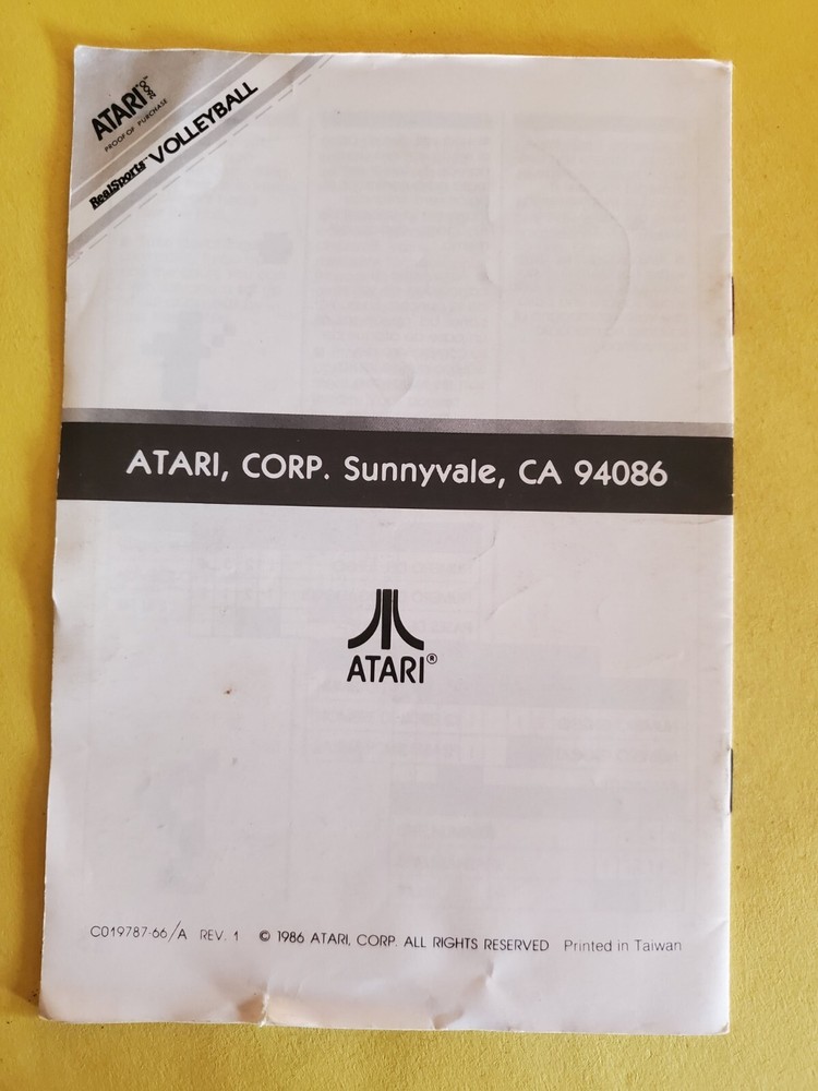 Volleyball MANUAL Instructions Only (Atari 2600)