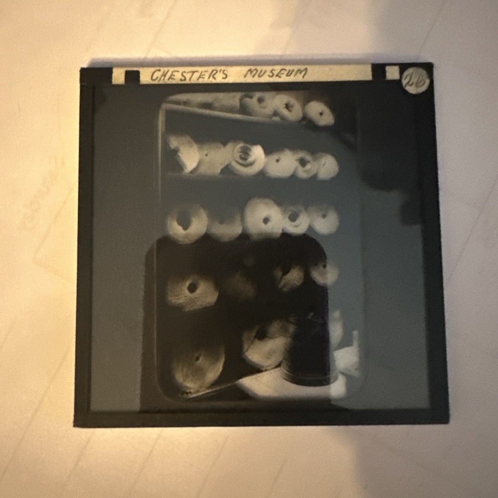 Antique Magic Lantern Slide Roman millstones Chesters museum