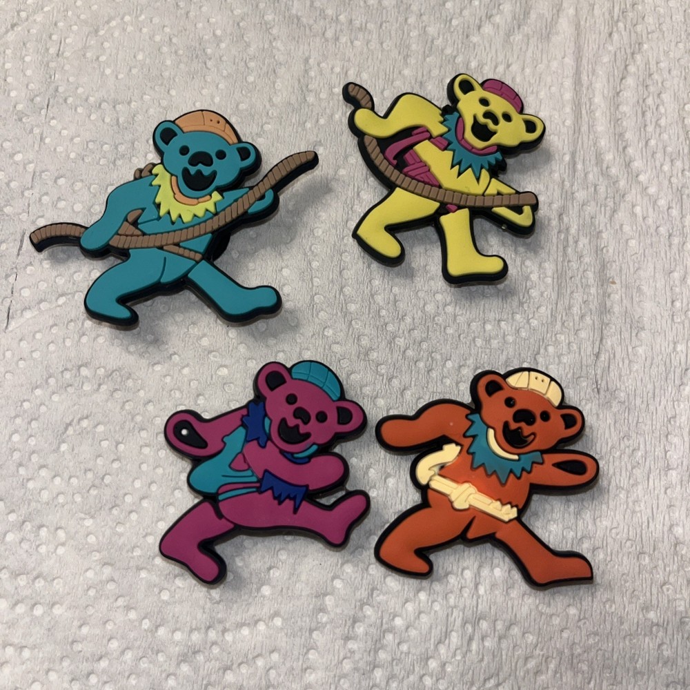 4 Grateful Dead Bear Shoe Charms