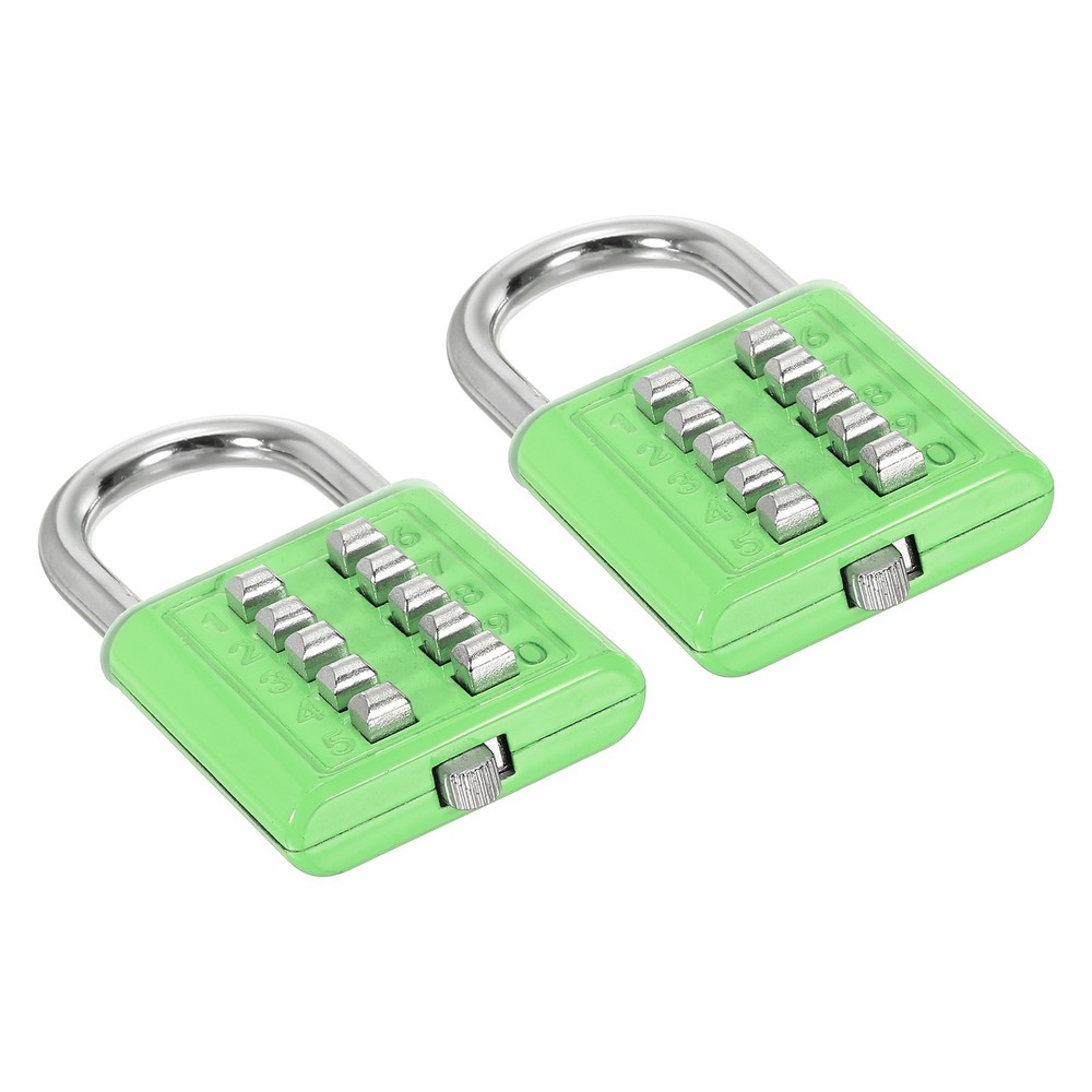 10 Digit Button Combination Padlock 2pack 5 Digit Locking Mechanism Lock Green