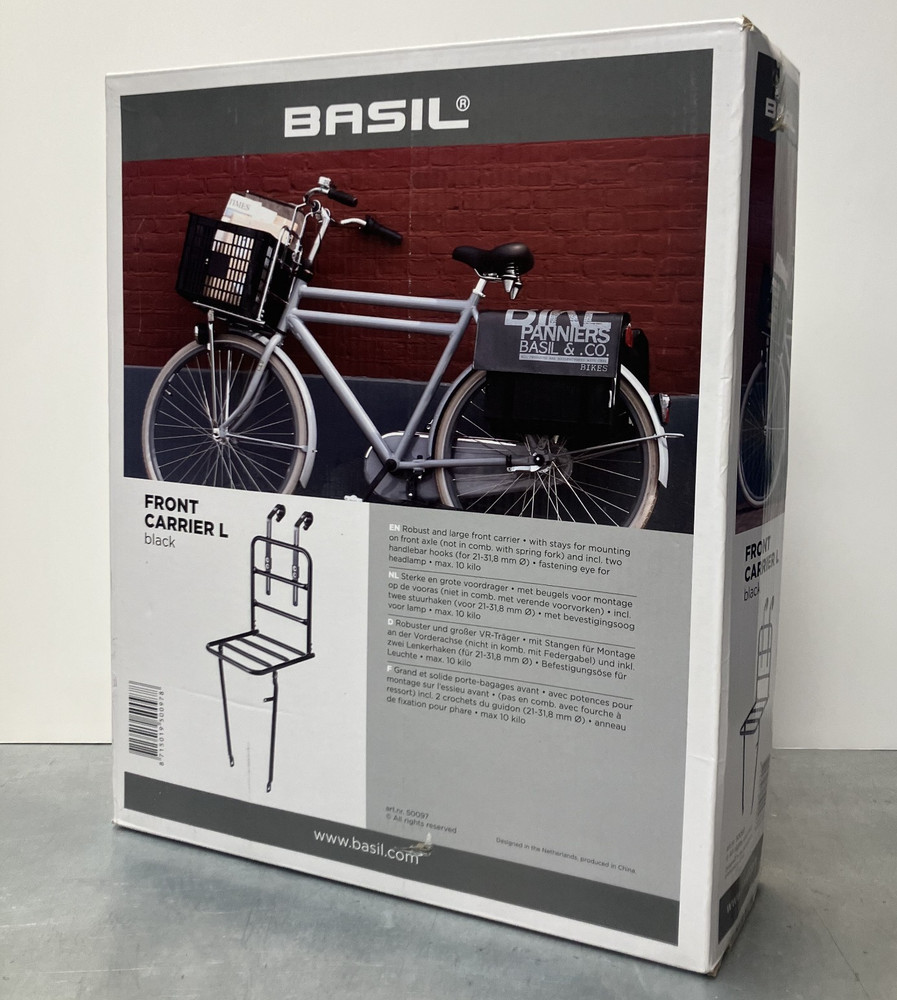 Basil Front Carrier Large Black Front Axle Mount w/Hardware 10kg Load Capacity