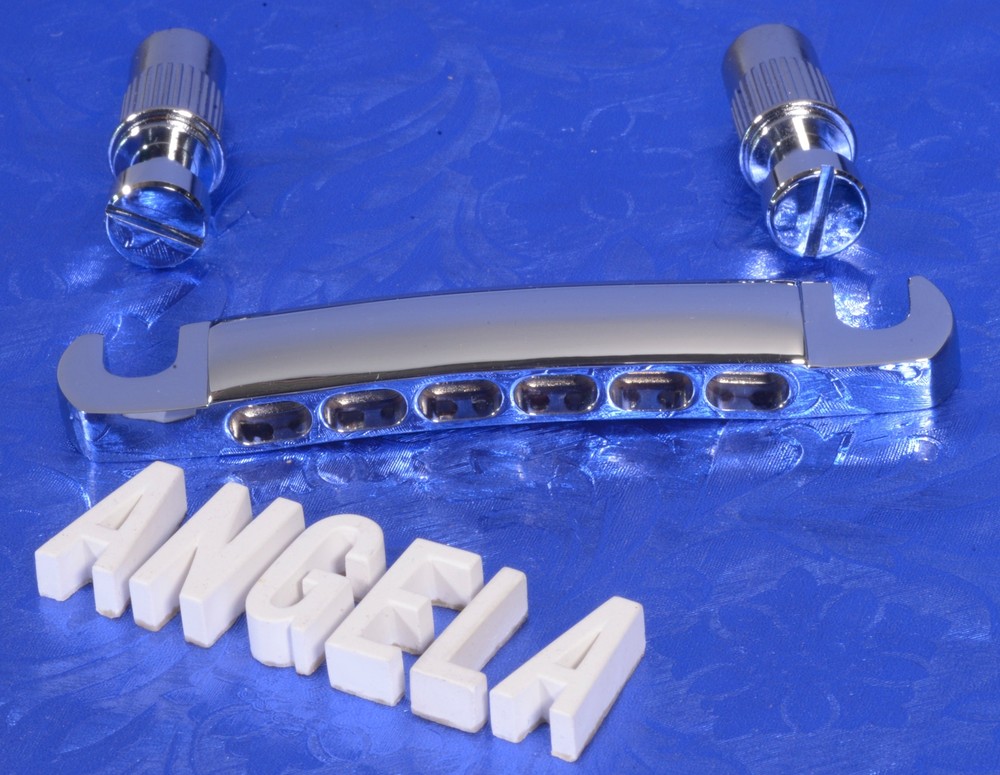 Chrome 12 String Stop Tailpiece With Studs And Anchors, #12L