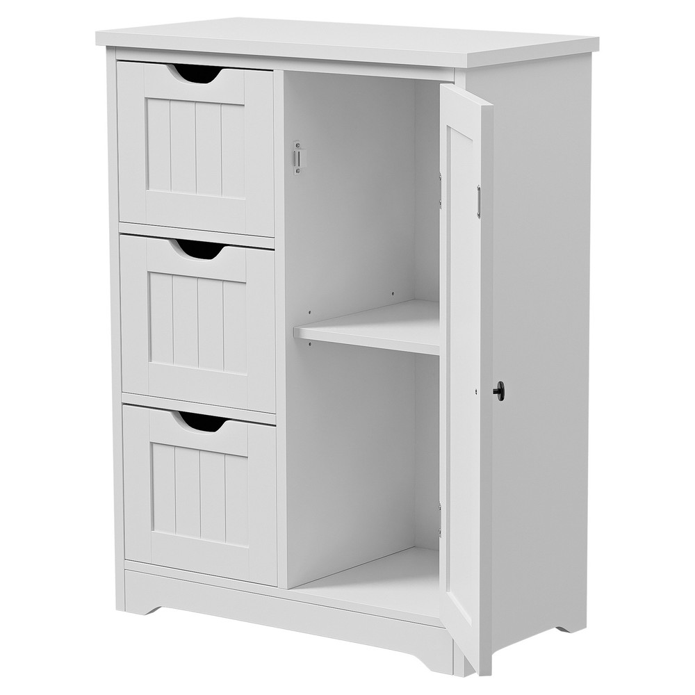 Bathroom Floor Cabinet with Drawer & Adjustable Shelf Kitchen Cupboard Storage