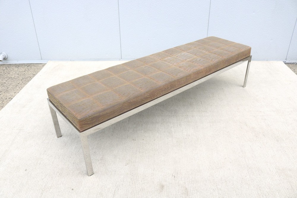 Mid-Century Modern Style Cumberland Large Rectangular Cambridge Metal Bench
