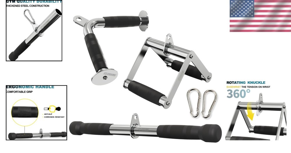 Cable Attachments V Bar Rotating Handle 7.8kg Capacity Chrome