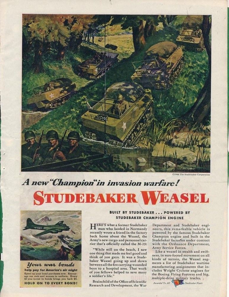 Magazine Ad - 1944 - Studebaker - World War II - Weasel