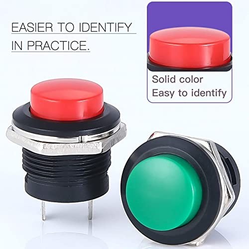 24Pcs 16MM Momentary Push Button on Off Switch Assorted Red Green Yellow Blue