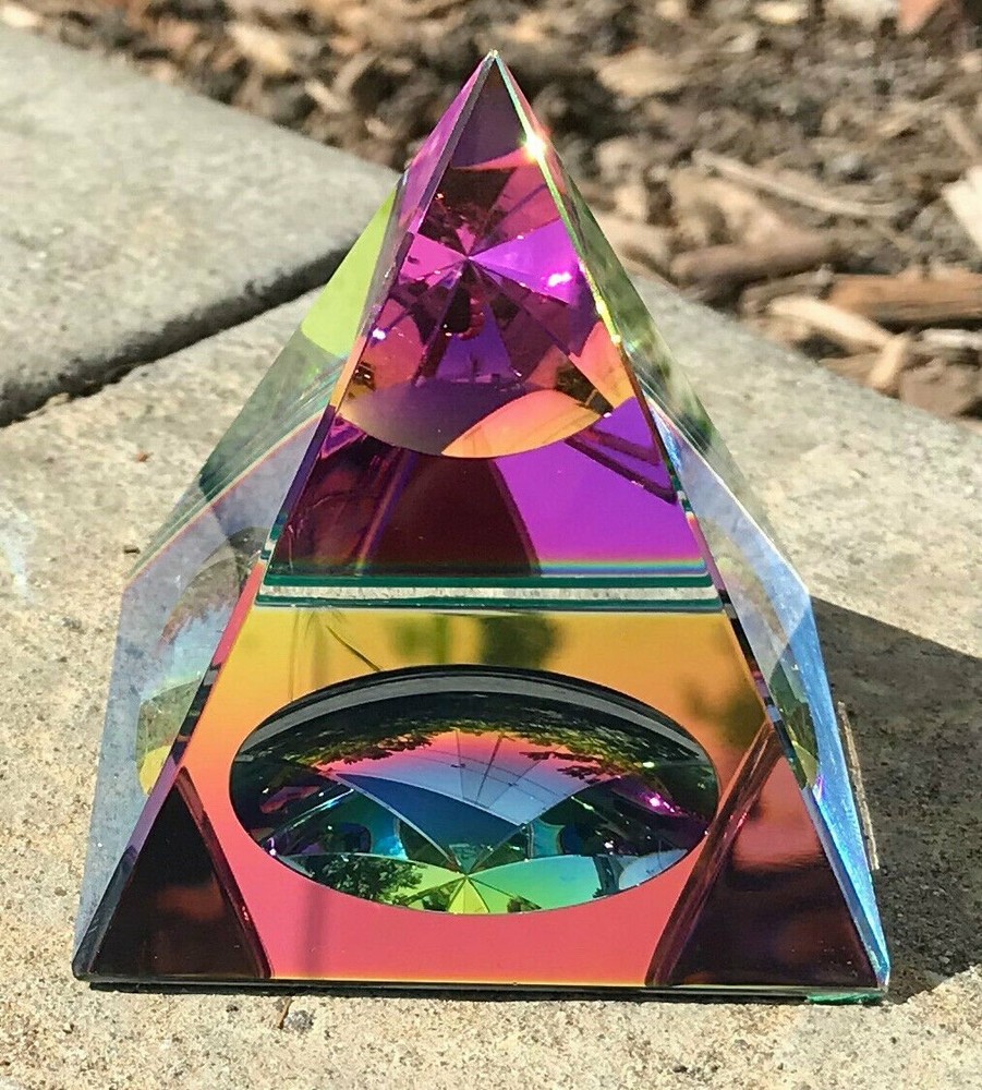 Crystal Iridescent Pyramid - Rainbow Colors 2.3" with Gift Box