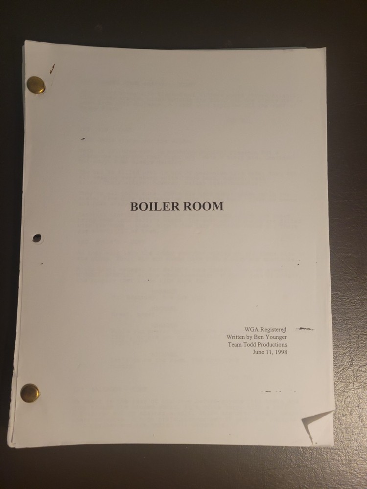 1998 "Boiler Room" Pre-Production Script - Early Draft by Ben Younger
