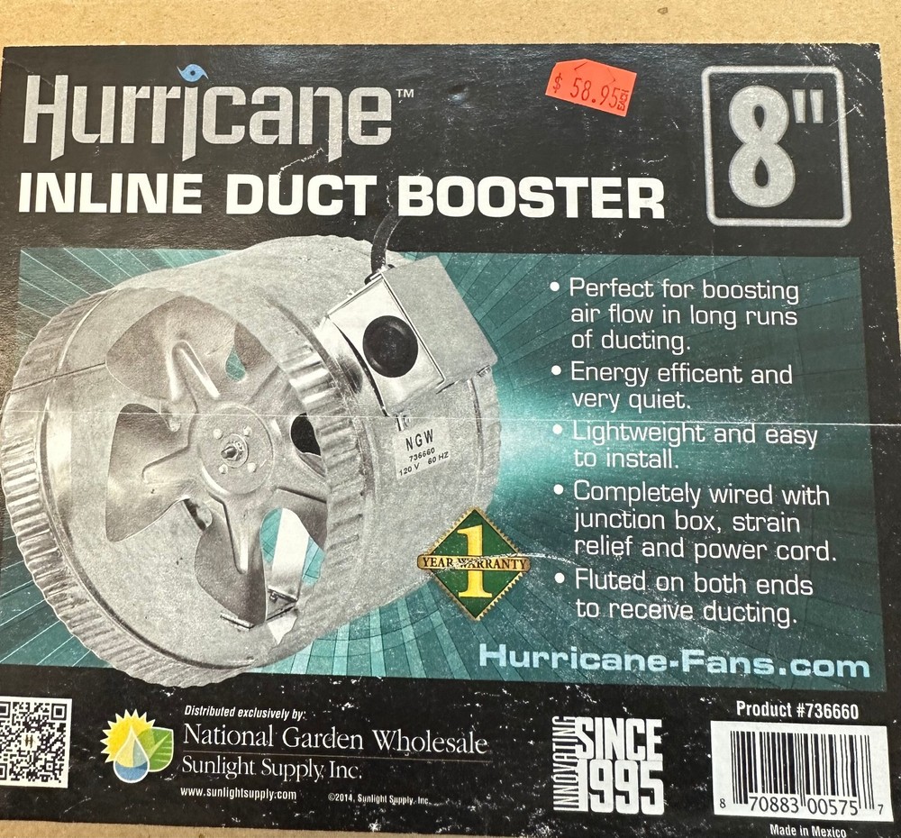 Hurricane Inline Duct Booster 8"
