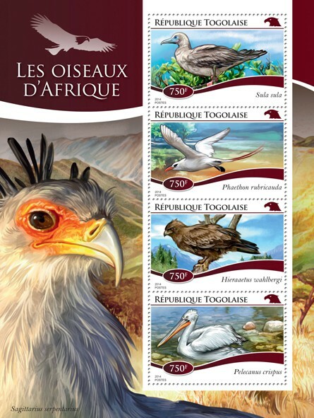 2014 TOGO MNH. BIRDS  |  Y&T Code: 4250-4253  |  Michel Code: 6416-6419