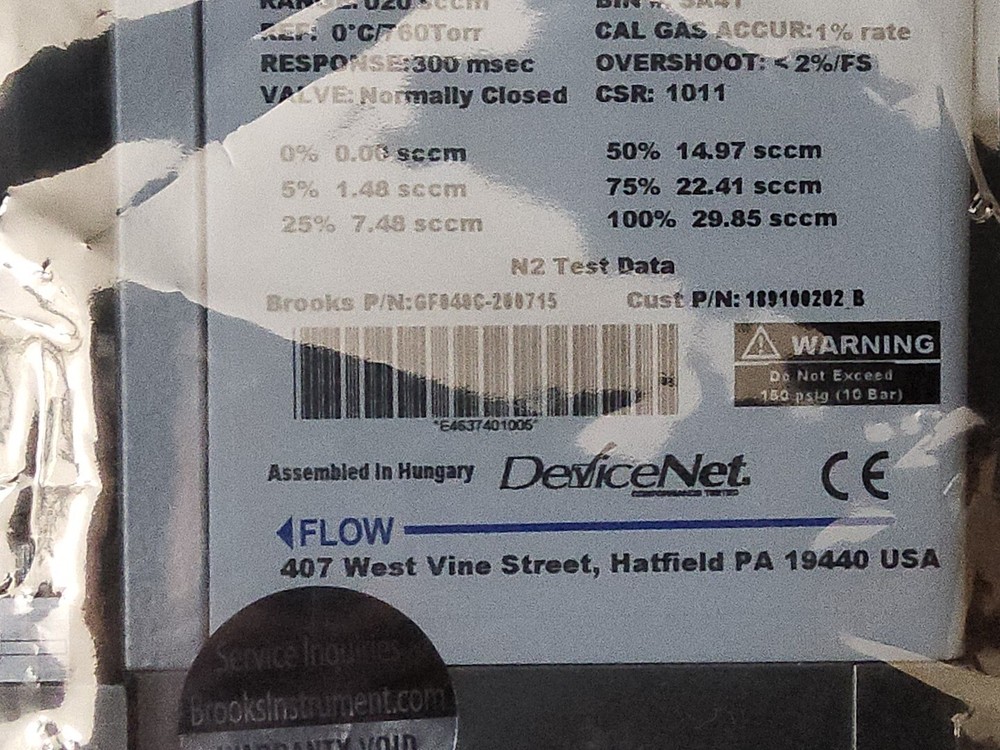 Mass Flow Controller Brooks Instruments GF040C N