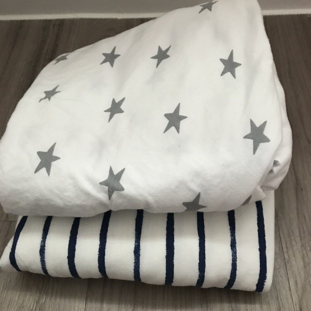 Target Cloud Island Stars Stripes Jersey Fitted Crib Sheets EUC