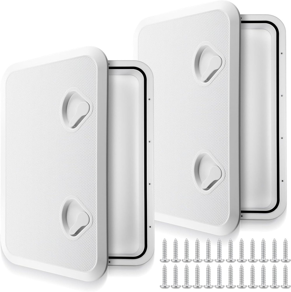 2Pcs White Marine Boat Deck Rectangular Access Hatch Handle  Lock 17 in*9.6 in