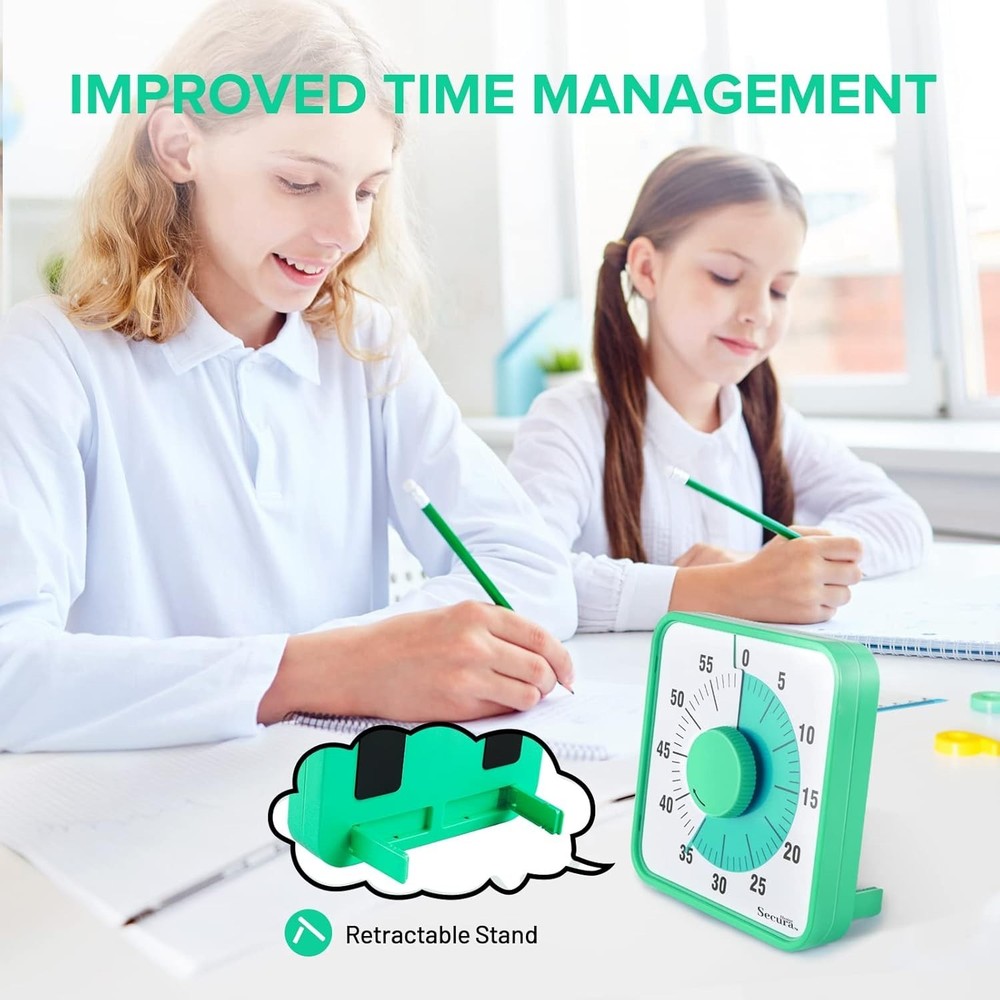60-Minute Visual Countdown Timer 7.5” Oversize Magnetic Clock for Kids & Adults